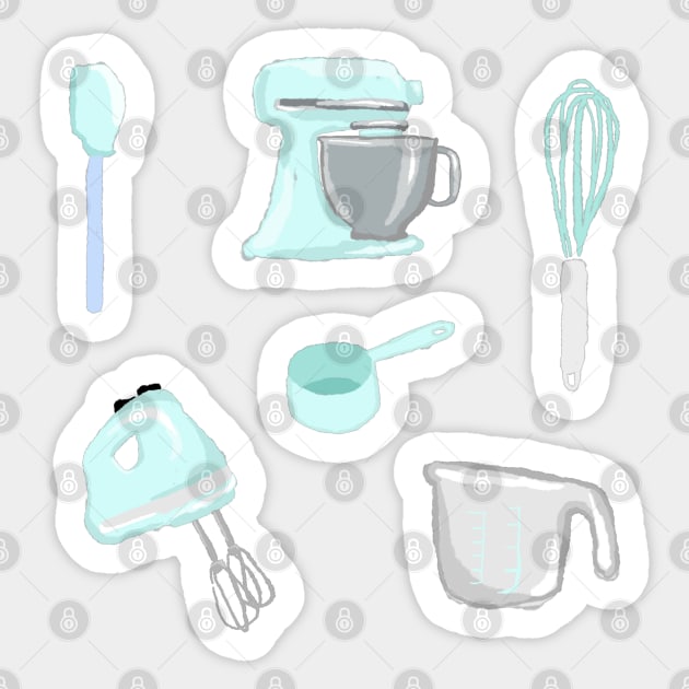 Blue baking set Sticker by TheUndeadDesign